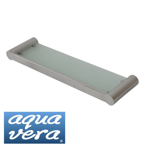 Aqua Vera Pearl Glass Shelf with Polished Stainless Steel Frame for modern Australian bathrooms.