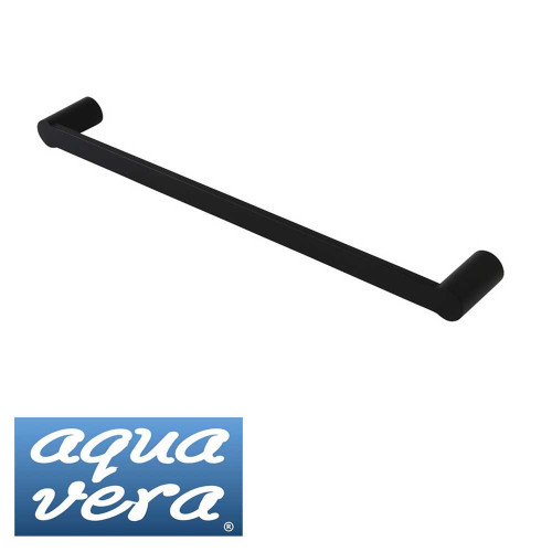 Aqua Vera Pearl Matte Black Single Towel Rail for Australian Bathrooms - Sleek Round Design Stainless Steel Towel Bar - 620mm/750mm/900mm lengths available