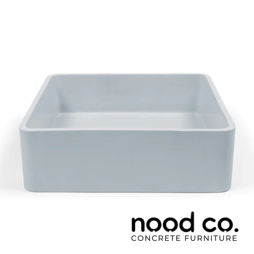 Powder Blue Square Concrete Surface Mounted Bathroom Vessel Basin by Nood Co Australia