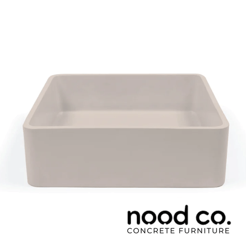 Nood Co Vesl Square Concrete Surface Mount Basin in Nood Natural Grey, Australian Made Bathroom Sink
