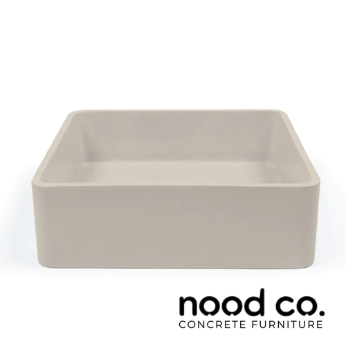Modern mushroom square concrete surface mounted bathroom basin by Nood Co, available at Renovator Store Australia.