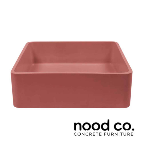 Nood Co Vesl Square Surface Mount Concrete Basin in Musk, handcrafted in Australia.