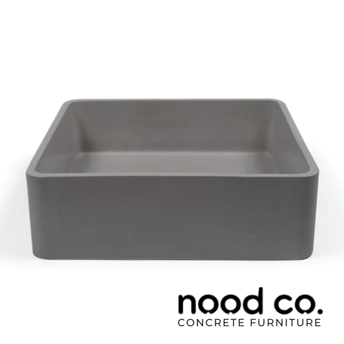 Nood Co Mid Tone Grey Square Concrete Vesl Basin for modern Australian bathrooms.
