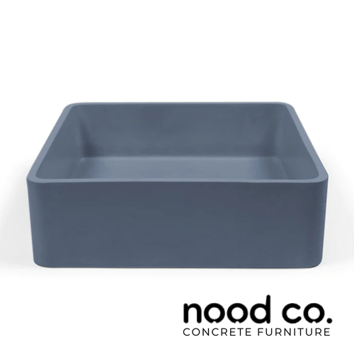 Nood Co Vesl Square Copan Blue Concrete Surface Mount Bathroom Basin Australia