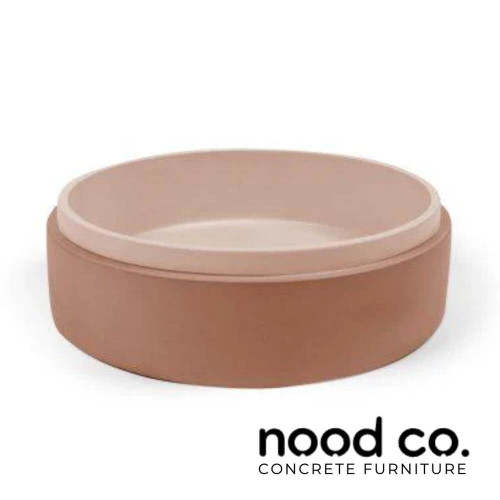 Nood Co Stepp Circle Blush Pink two-tone concrete surface mount bathroom basin, Australia.