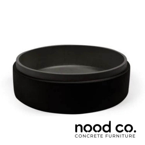 Modern Round Two-Tone Charcoal Concrete Bathroom Basin, Handmade Surface Mount Sink for Contemporary Australian Bathroom Renovations by Nood Co.