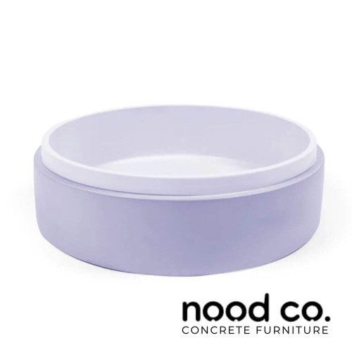 Modern Lilac and White Two-Tone Nood Co concrete bowl basin for stylish Australian bathrooms.