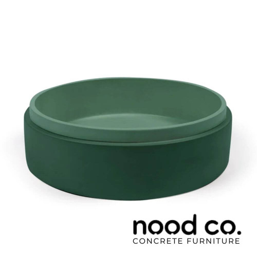 Nood Co teal two-tone Stepp Circle concrete bathroom basin for modern Australian home renovations.