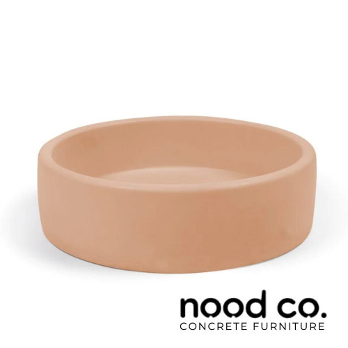 Nood Co Pastel Peach Bowl Round Concrete Basin 400mm surface mount bathroom sink Australia.