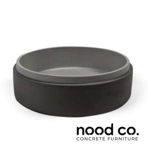 Nood Co Mid Tone Grey Stepp Circle concrete bathroom basin with a two-tone surface mount design.