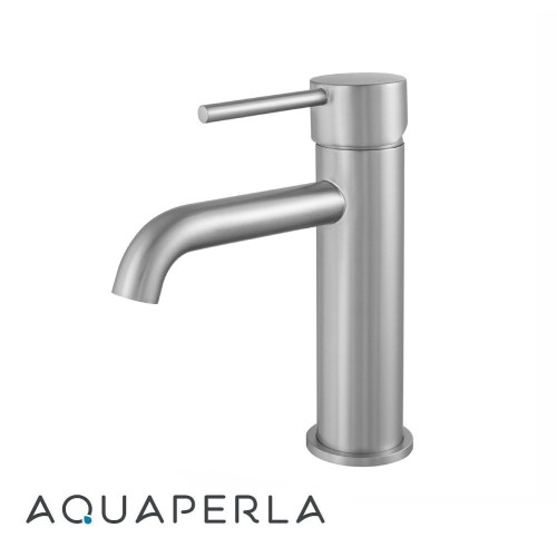 Aquaperla Lucid Pin Round Brushed Nickel Basin Mixer Tap for Modern Bathrooms in Australia