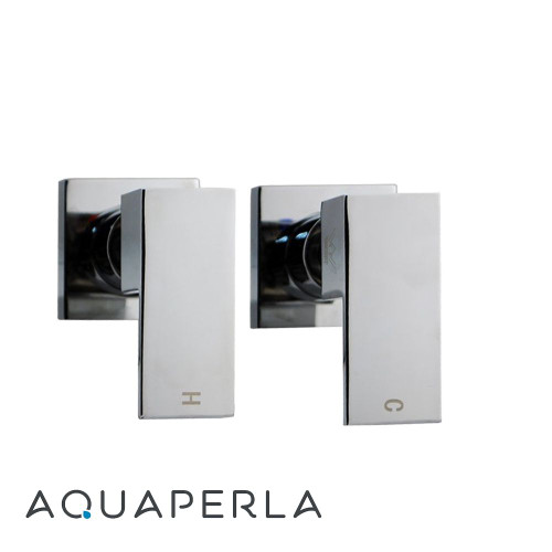 Aquaperla Blaze Square Chrome Shower Wall Taps Bathroom Tapware Australia