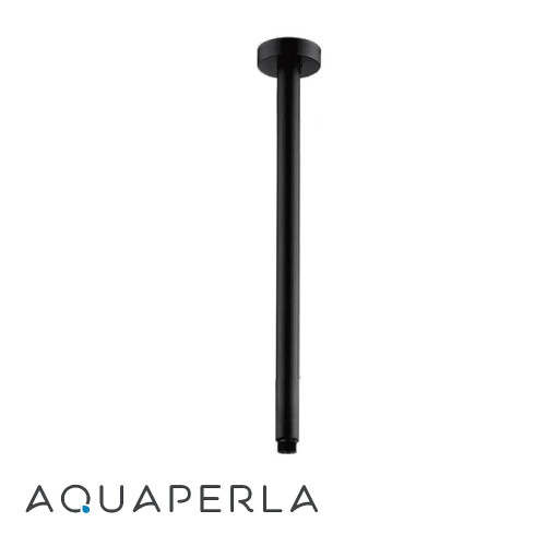 Aquaperla Echo Round Matte Black 400mm Ceiling Mounted Shower Arm, Australian Standard Stainless Steel Bathroom Fixture.