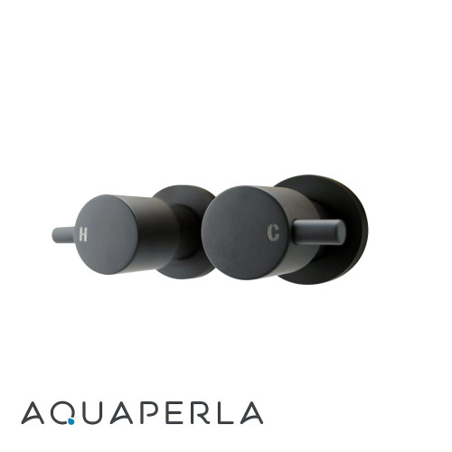 Aquaperla Echo Round Matte Black 2-Piece Shower Wall Taps for modern Australian bathroom renovations