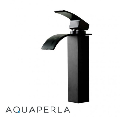 Aquaperla Cascade Matte Black Tall Waterfall Basin Mixer Tap for Modern Bathrooms Australia