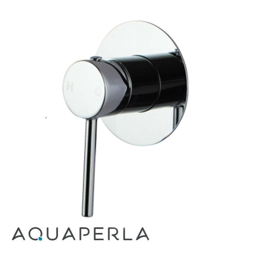 Aquaperla Lucid Pin Round Chrome Shower or Bath Wall Mixer with 80mm Cover Plate for modern Australian bathroom renovations.