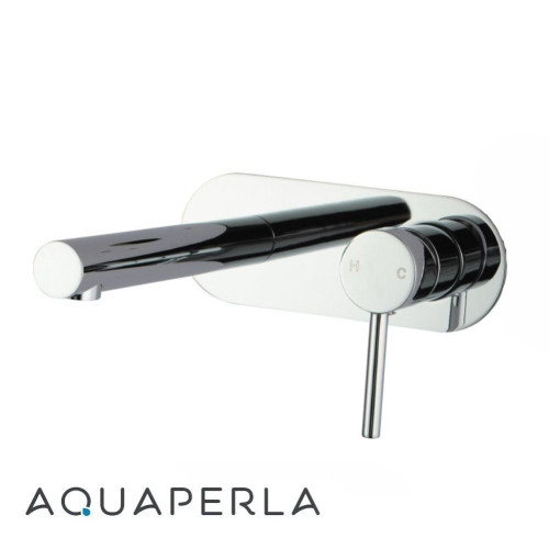 Modern Aquaperla Lucid Pin Round Chrome Basin Mixer Tap with pin handle and curved spout for contemporary Australian bathroom renovations.