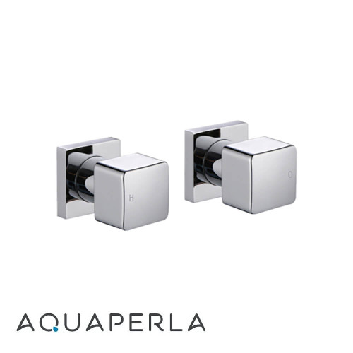 Aquaperla Vog Chrome Cubic Shower Wall Taps for modern bathrooms in Australia.