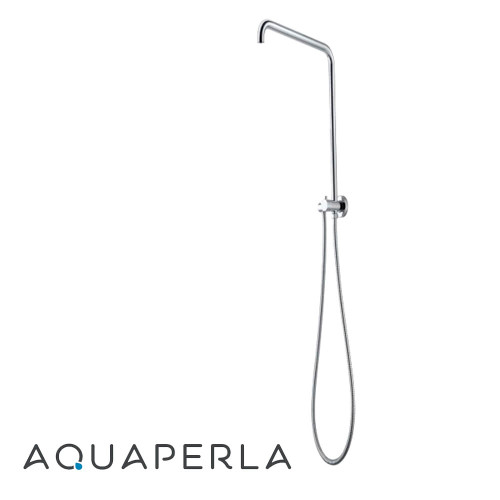 Modern Blaze Round Chrome Top Water Inlet Shower Rail 530mm with Stainless Steel Hose for Australian Bathroom Renovations