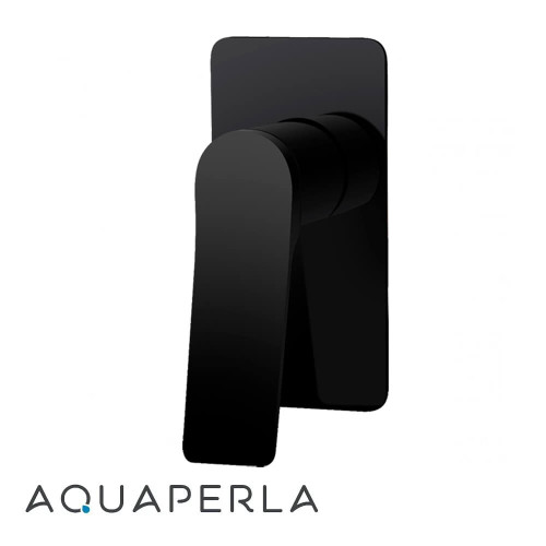 Aquaperla Rushy Matte Black Square Wall Mounted Shower and Bath Mixer Tap for modern Australian bathroom renovations.