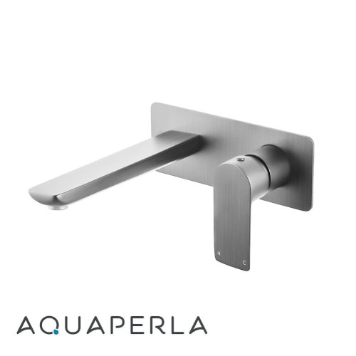 Aquaperla VOG Series Brushed Nickel Wall Mounted Bath and Shower Mixer with Diverter for Modern Australian Bathrooms