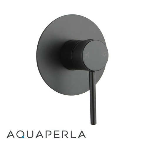 Aquaperla Lucid Pin Matte Black Round Shower or Bath Wall Mixer Tap for modern bathroom renovations in Australia.