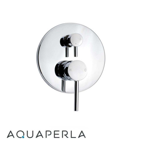 Aquaperla Lucid Pin Round Chrome Shower or Bath Diverter Mixer for modern Australian bathroom renovations.