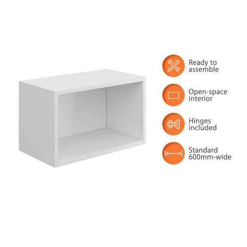 Flat Pack Kitchen Slimline Wall Cabinet - 600mm - 16mm Thick - White