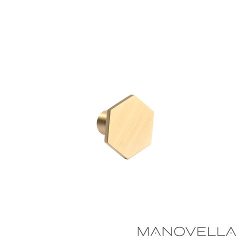 Manovella Rosalind Hexagonal Cabinet Knob Brushed Brass 