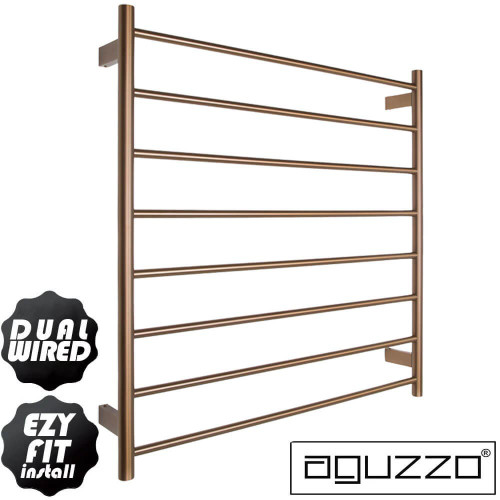 Aguzzo Ezy Fit Rose Gold Round Tube Heated Towel Rail 900mm x 900mm, Premium Bathroom Accessory Australia