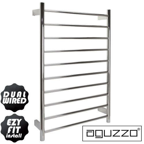 Modern Polished Chrome Round Heated Towel Rail with Dual Wiring for Australian Bathrooms