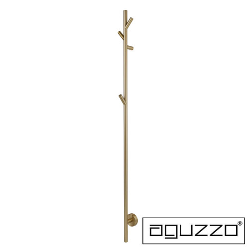 Aguzzo Ezy Fit Brushed Brass Vertical Heated Towel Rail, 1500mm Single Tree Style, Australia.