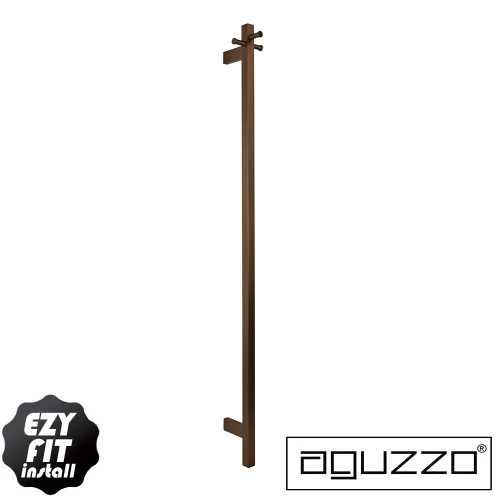 Aguzzo EZY FIT PVD Rose Gold Single Square Vertical Heated Towel Rail for Modern Australian Bathrooms