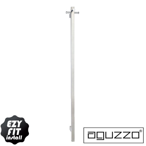Aguzzo Single Vertical Square Bar Heated Towel Rail in Polished Chrome, available at Renovator Store Australia.