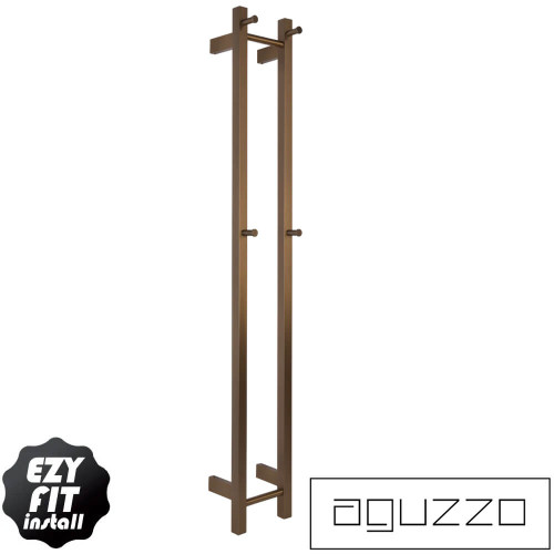 Aguzzo EZY FIT PVD Rose Gold Double Vertical Square Bar Heated Towel Rail for Australian Bathrooms