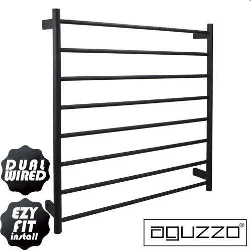 Aguzzo Matte Black Round Heated Towel Rail - Modern Bathroom Towel Warmer Australia