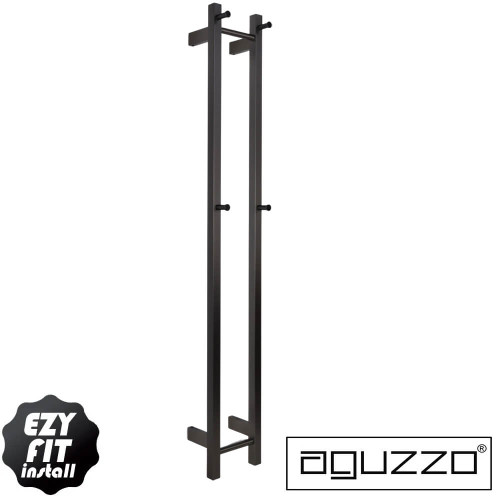 Aguzzo EZY FIT Double Vertical Square Bar Heated Towel Rail in PVD Gunmetal Finish for Luxury Bathroom Design in Australia.