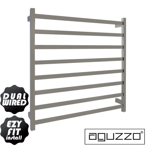 Modern Polished Chrome Flat Tube Heated Towel Rail 900mm Wide for Australian Bathrooms