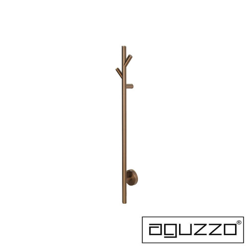 Aguzzo EZY FIT 900mm Single Vertical Round Tube Tree Style Heated Towel Rail in PVD Rose Gold for Modern Australian Bathrooms