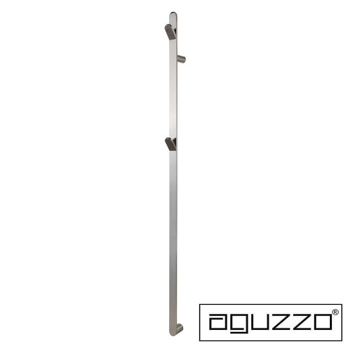 Aguzzo Ezy Fit Brushed Nickel Single Vertical Flat Bar Heated Towel Rail with Hooks, Modern Bathroom Fixture Australia