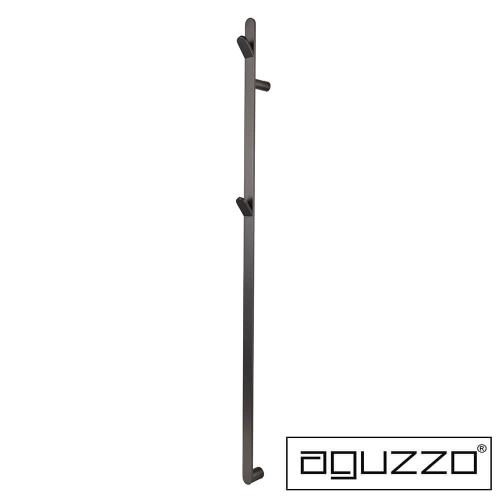 Aguzzo Ezy Fit Gunmetal Vertical Heated Towel Rail with Single Flat Tube and Hooks for Australian Bathrooms