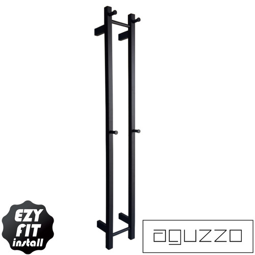 Aguzzo Ezy Fit Matte Black Vertical Heated Towel Rail, Designer Bathroom Accessory, Australia.