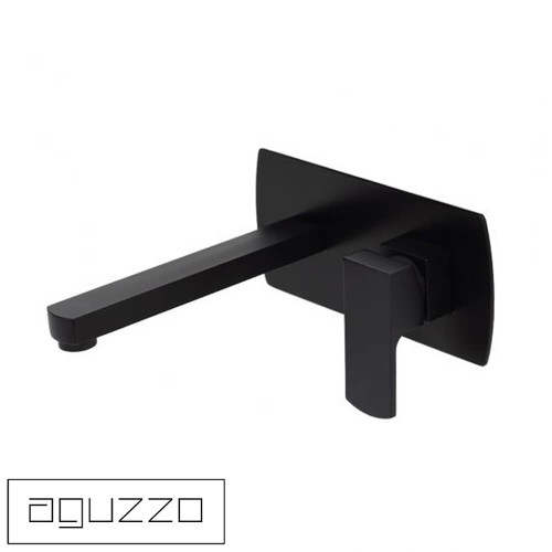 Aguzzo Terrus Matte Black Wall Mounted Shower Mixer and Spout Set, Australian Standard Bathroom Tapware.