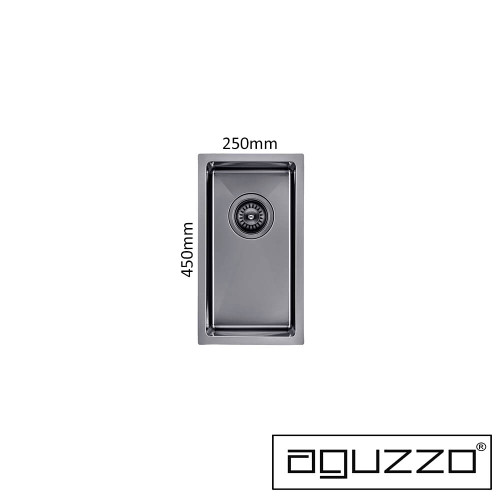 Aguzzo 250mm Matte Black Stainless Steel Single Half Bowl Kitchen Sink - Modern Italian Design for Compact Laundries and Kitchens in Australia