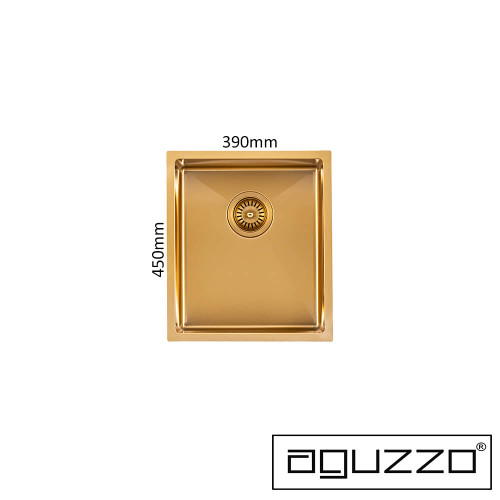 Brushed Gold Single Bowl Stainless Steel Kitchen Sink, 390mm Aguzzo TWM12, Australian Kitchen Design.