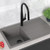 Carysil concrete grey double bowl granite kitchen sink, modern kitchen design Australia.