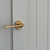 Modern Manovella Hamilton Satin Brass Door Lever Handle on Round Rose for Contemporary Australian Home Interiors