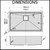 Detailed technical diagram showing the dimensions of the Swedia Dante Large Single Bowl Stainless Steel Kitchen Sink, an essential guide for kitchen renovations in Australia.