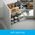 Kitchen blind corner cabinet storage pull-out baskets with left opening for efficient under-cabinet organization in Australia.