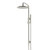 Elegant PVD brushed nickel 300mm round rainfall shower head with matching single function hand shower on a height adjustable rail for modern Australian bathrooms.